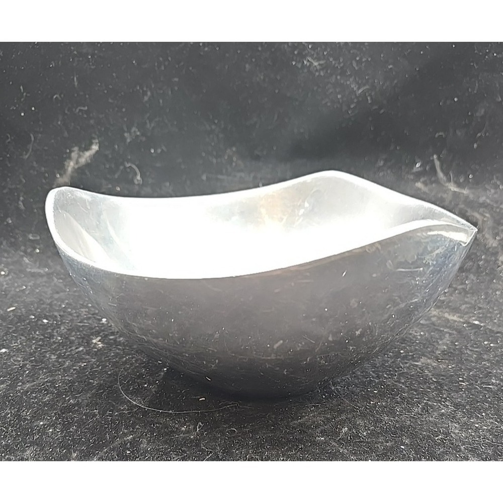 NAMBE TRI-CORNER Heavy Abstract ALUMINUM BOWL 527 MID CENTURY DANISH MCM Silver